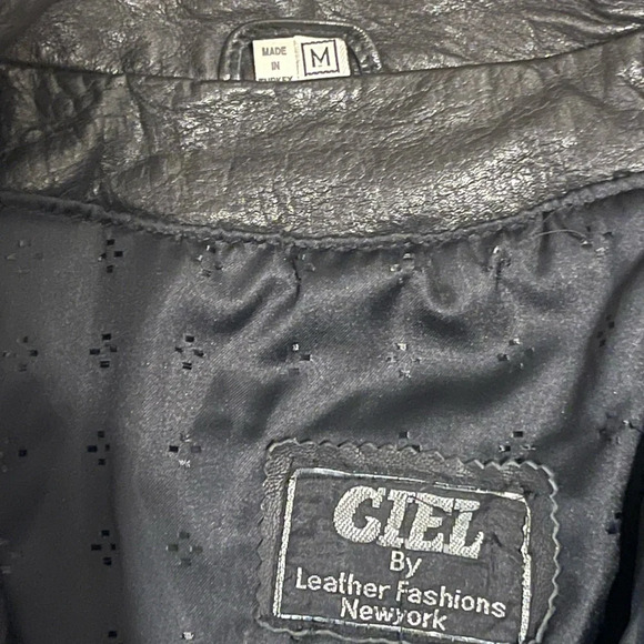 VTG Natural leather long jacket/ coat size M BLACK Turkey - Picture 4 of 11